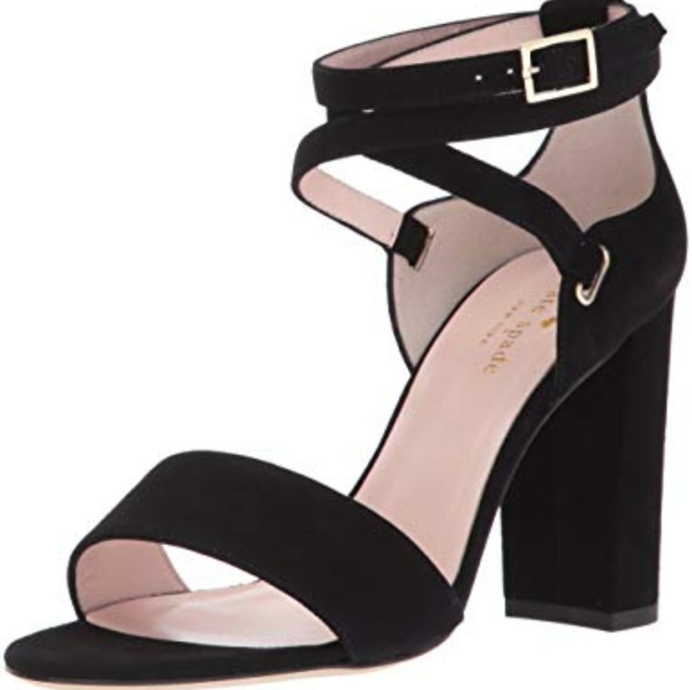 Kate Spade Strappy Black Suede Block Heel